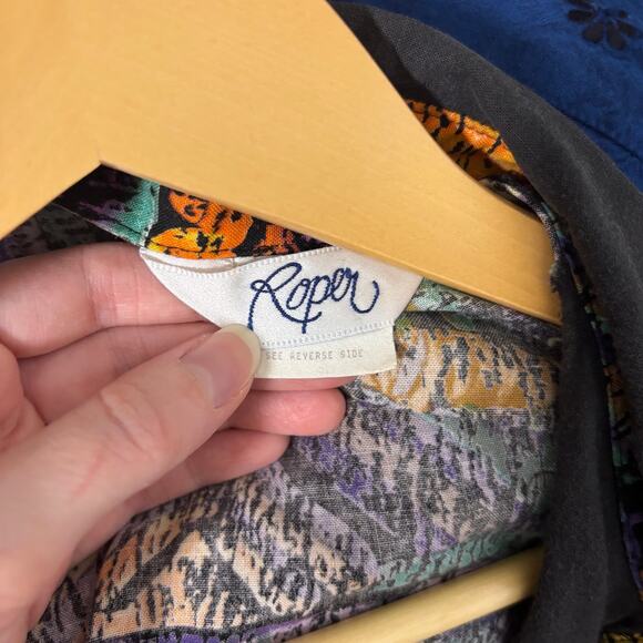 Vtg Roper Western Shirt Abstract Geometric Southwest Button Up L | Dark Autumn - Picture 4 of 11